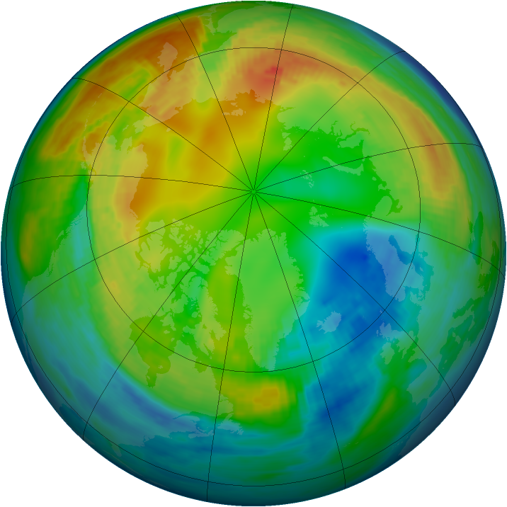 Arctic ozone map for 10 February 1993